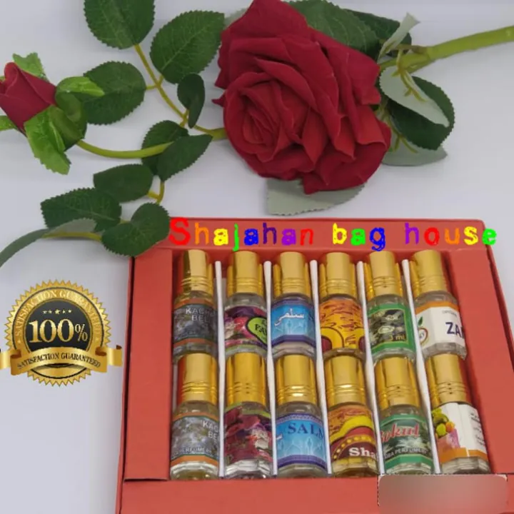 12 pieces beautiful box halal attar/12 pcs Attar Combo Pack/ 6 different smell flavour combo RT perfume Ator /Ayna Ator-(3ml each bottle